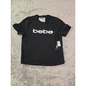 Bebe Sport Black Logo Graphic Tee Shirt Women's‎ Size L Casual Streetwear